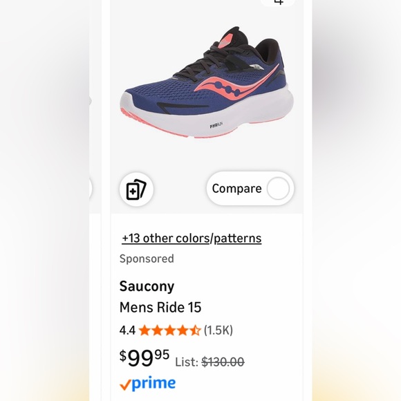 Mens Saucony Ride 15 Athletic Shoes Size 11.5 Wide Blue - Picture 9 of 10